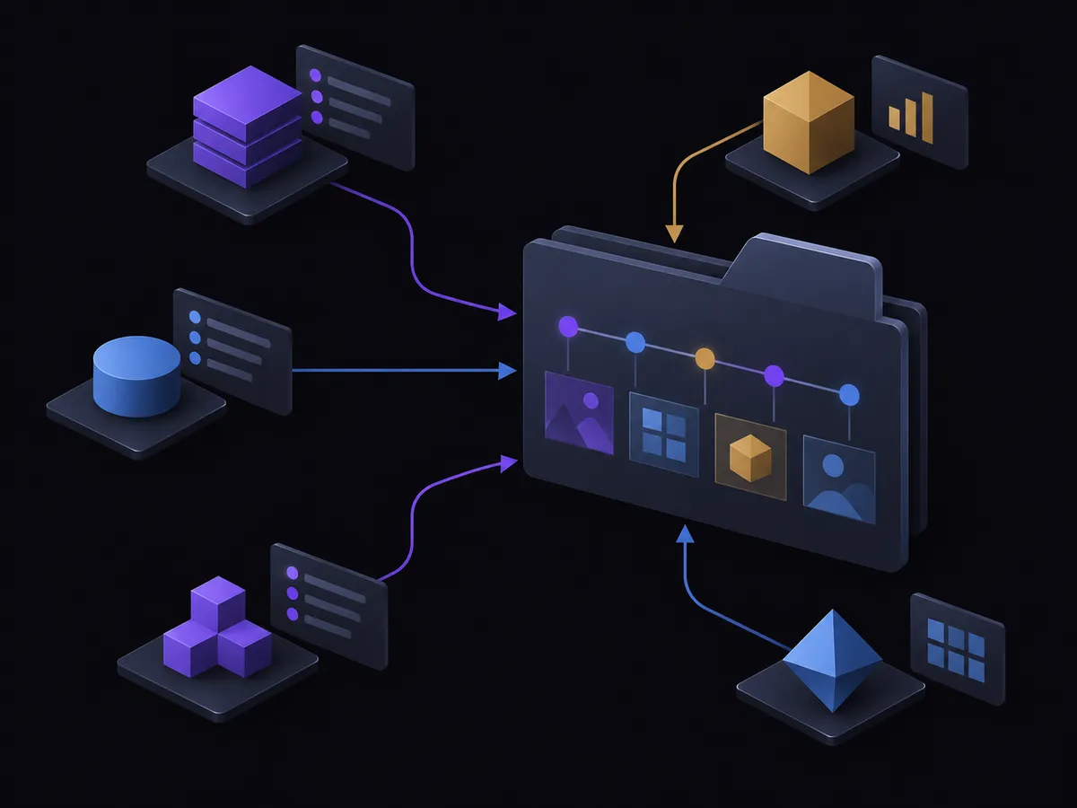 Evidence from servers, databases, cloud and analytics sources converging into one timeline case file