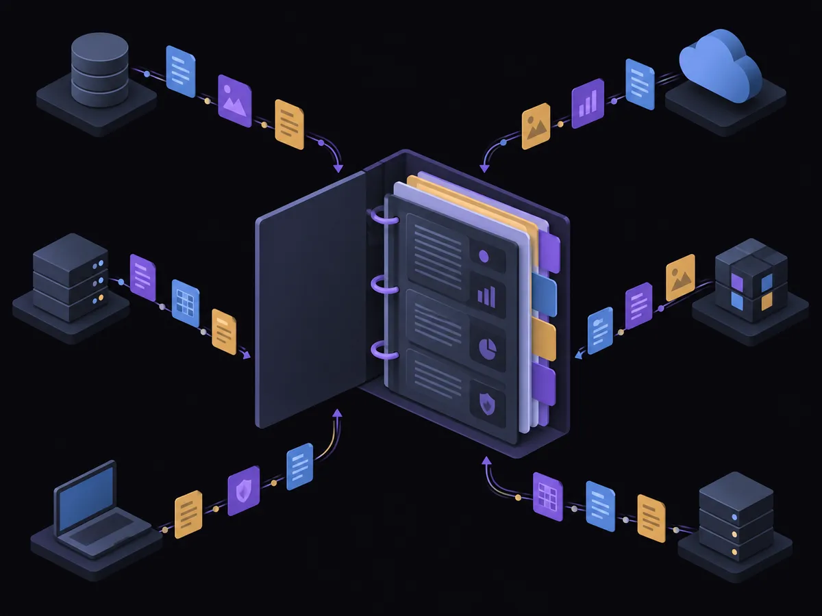 Documents from servers, cloud and endpoints flowing automatically into a single indexed audit binder
